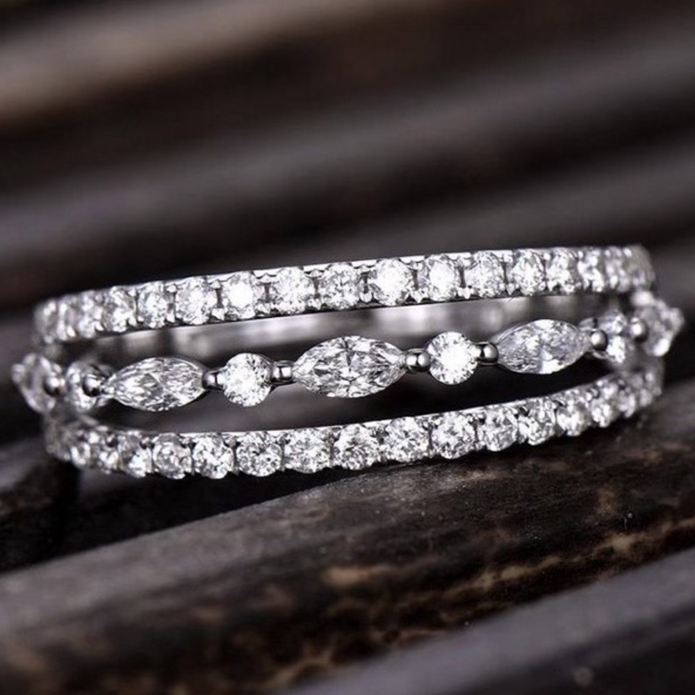 NEW 4.1 CT Diamond 925 Sterling Silver Ring